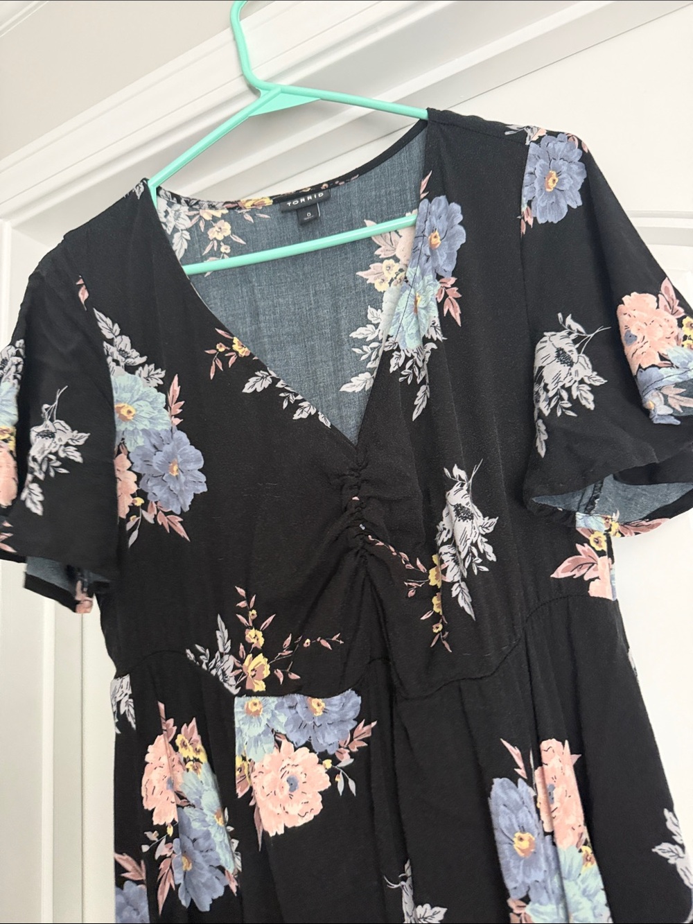 torrid Black Maxi Dress with Pink & Blue Floral Print - Picture 3 of 4